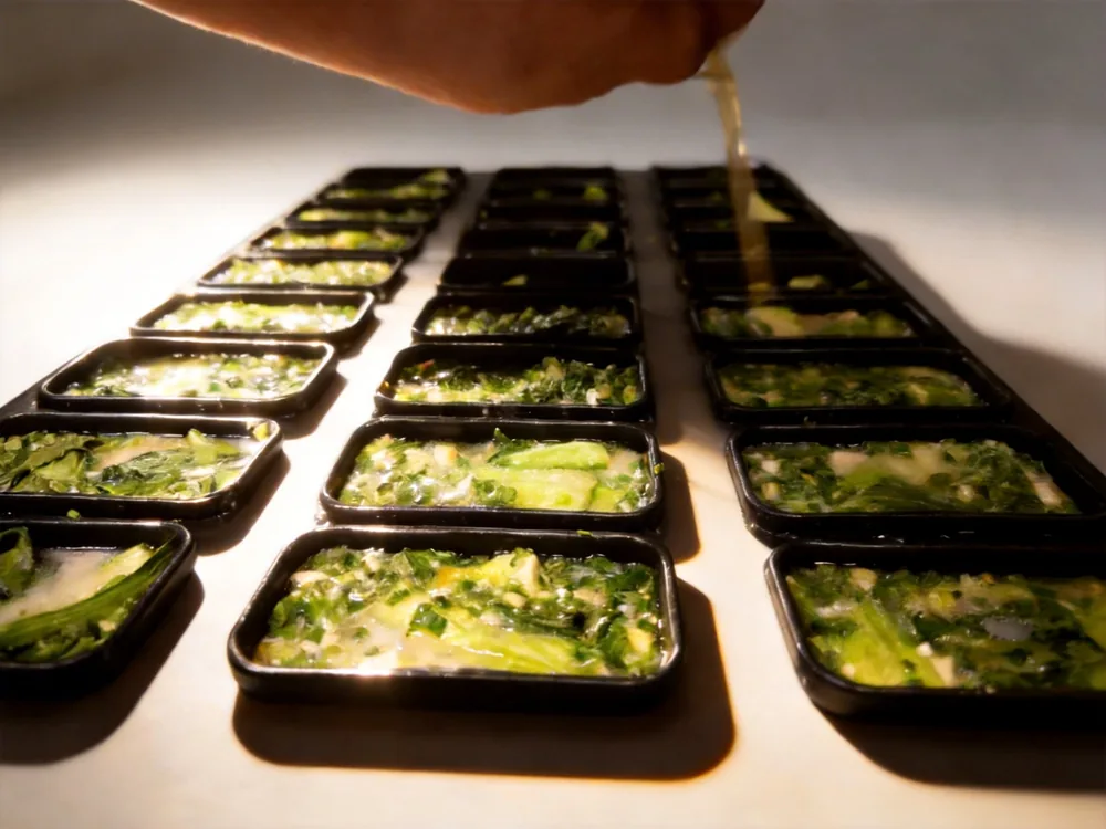 Rehydration test of freeze-dried vegetables: safe dried product rehydrates cleanly with water