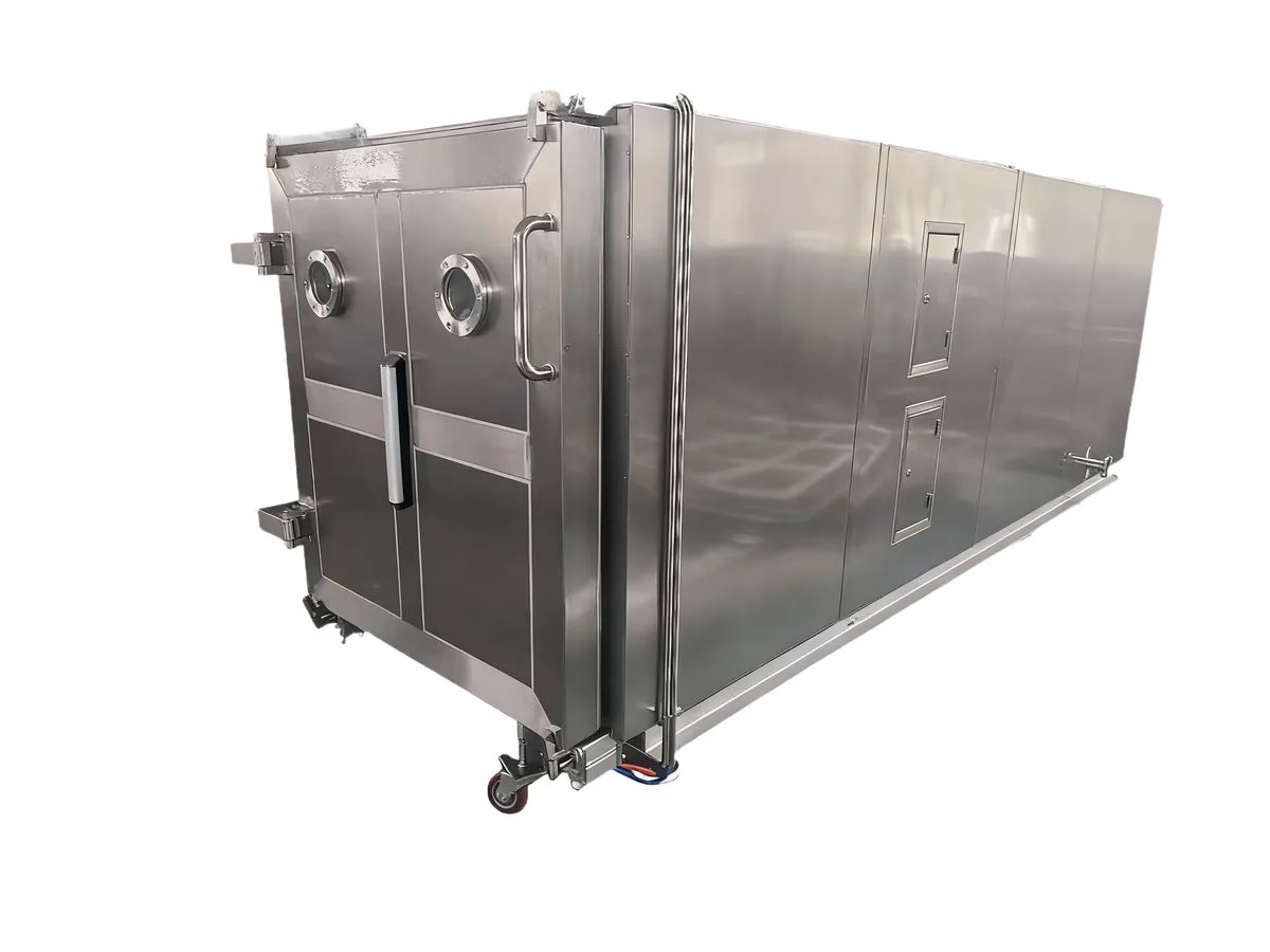 Industrial freeze dryer, elevated front view