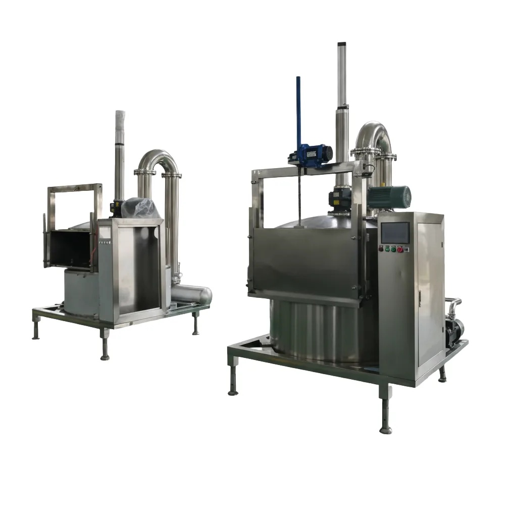 Two QS-VF100 vacuum fryer units side by side, showing the entry-level batch size option