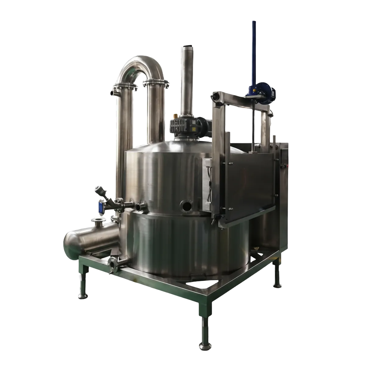 QS-VF100 vacuum fryer rear view showing oil circuit and service connections