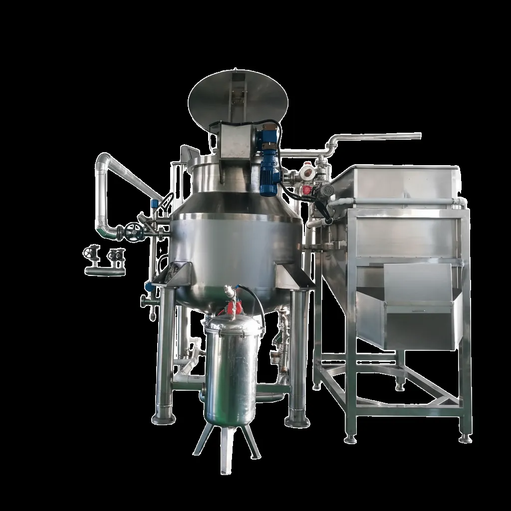 Front view of the QS-VF150 vacuum frying vessel with the product basket inside