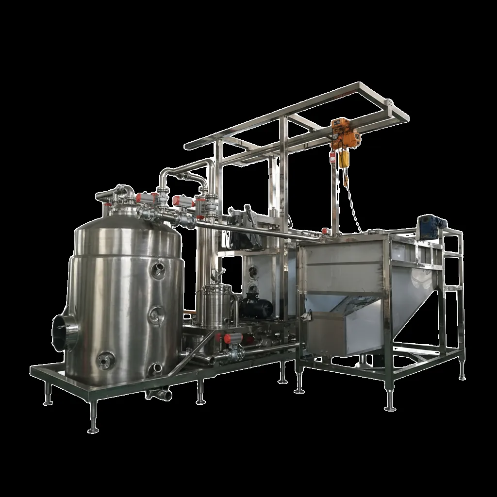 QS-300 300KG per batch vacuum fryer vessel with hoist frame, photographed in the factory