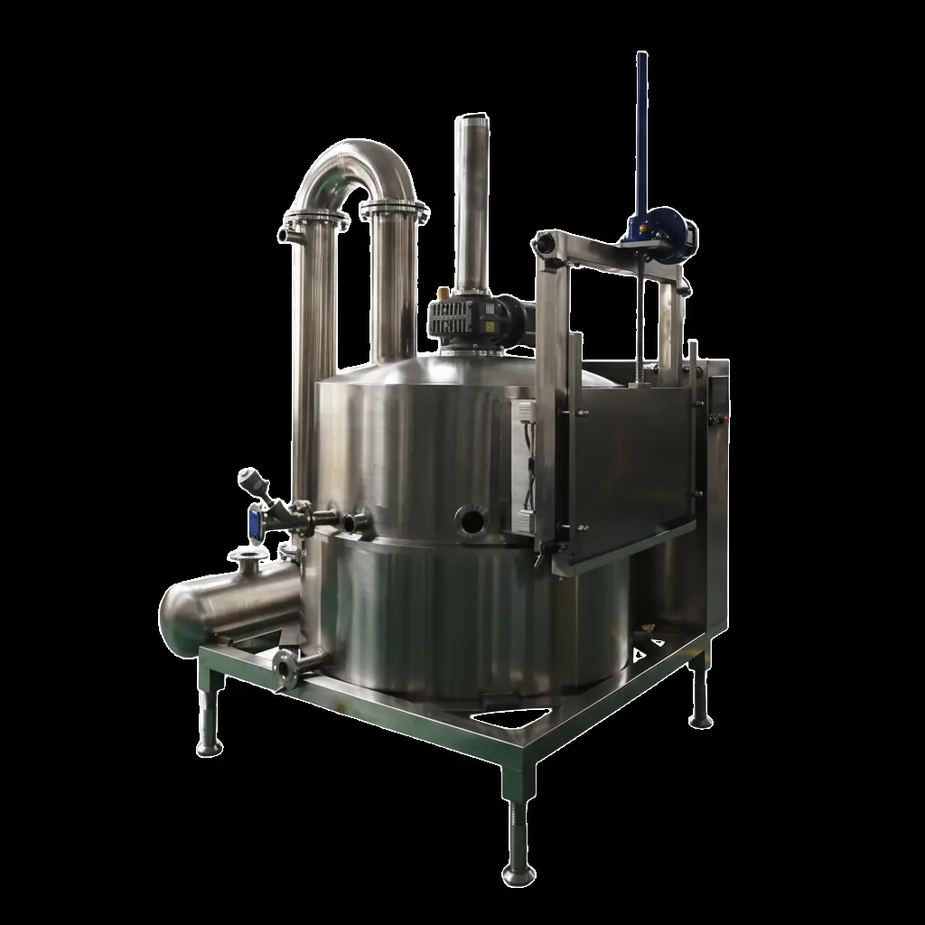 Rear view of the QS-VF100 vacuum fryer showing the oil system
