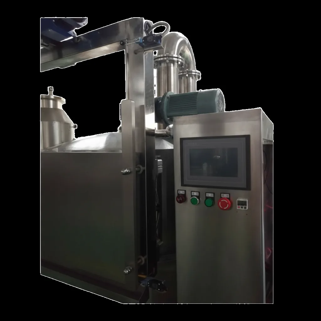 QS-VF100 control cabinet with Delta PLC and MCGS touchscreen for precise frying temperature control