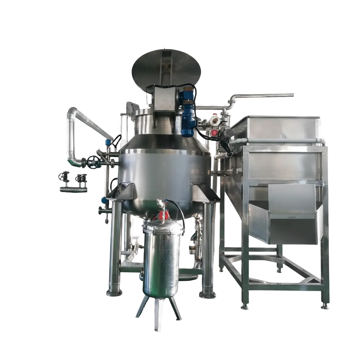 QS-VF150 batch vacuum fryer: stainless-steel vessel with top lid, rated for 150 KG per batch